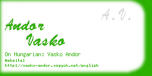 andor vasko business card